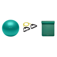 Fitness Bundle - Balance Ball (65cm), Xertube (Very Light), Fitness Mat (Green)